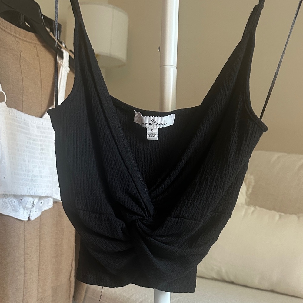 Love Tree Black Twist Front Camisole